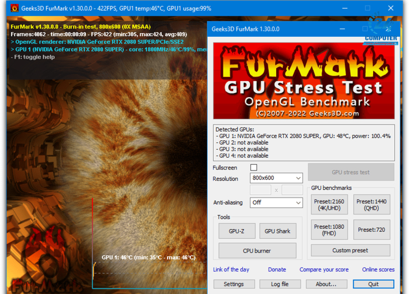 Phần mềm đo điểm chuẩn: FurMark của Geeks3D